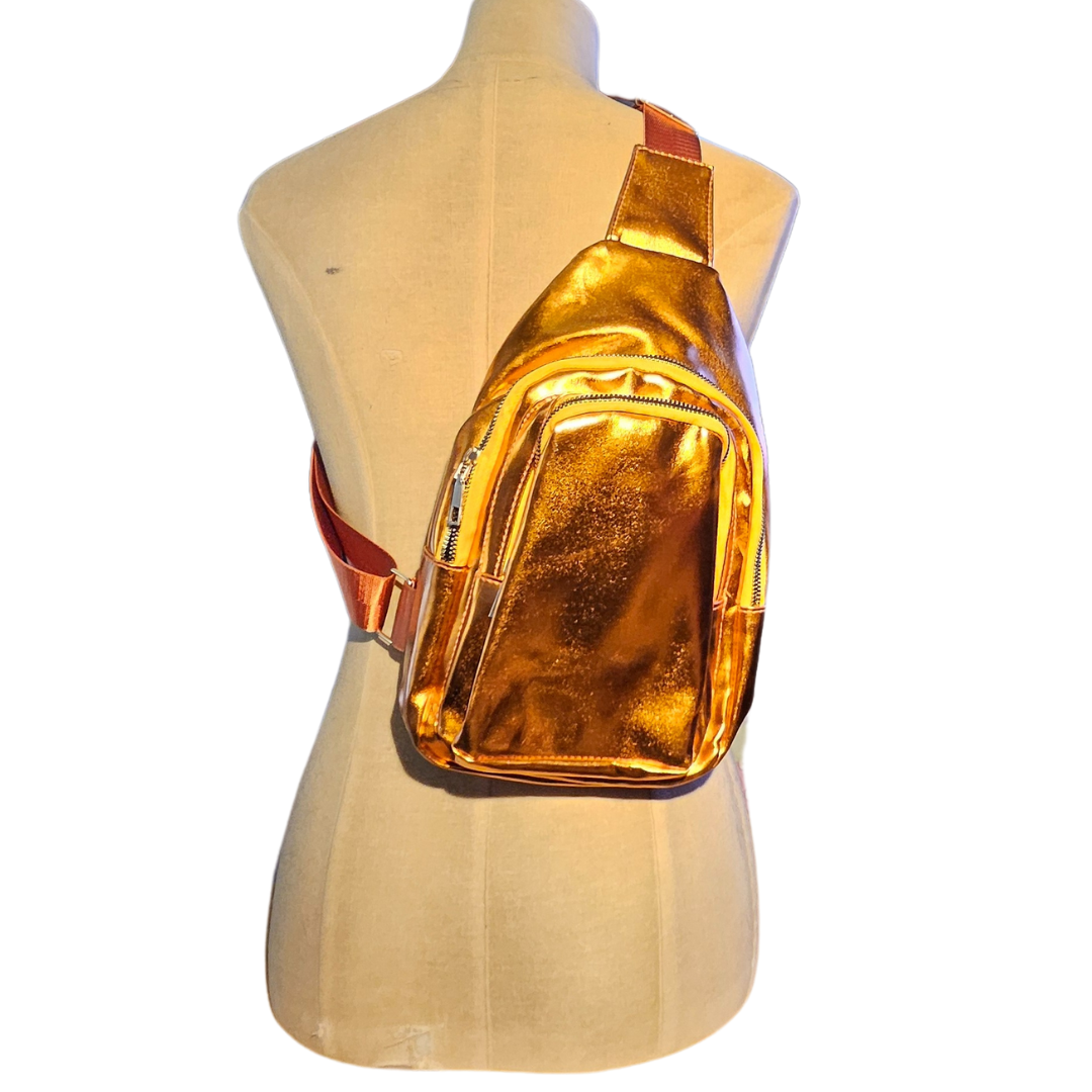Metallic Mini Crossbody Sling Tangerine
